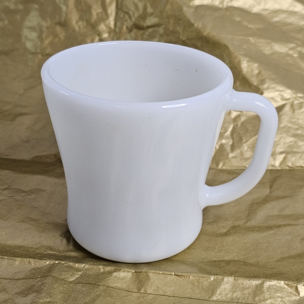 Vtg Federal Glass White Milk Coffee Mug D-Handle Heat Proof USA Made Diner's Cup